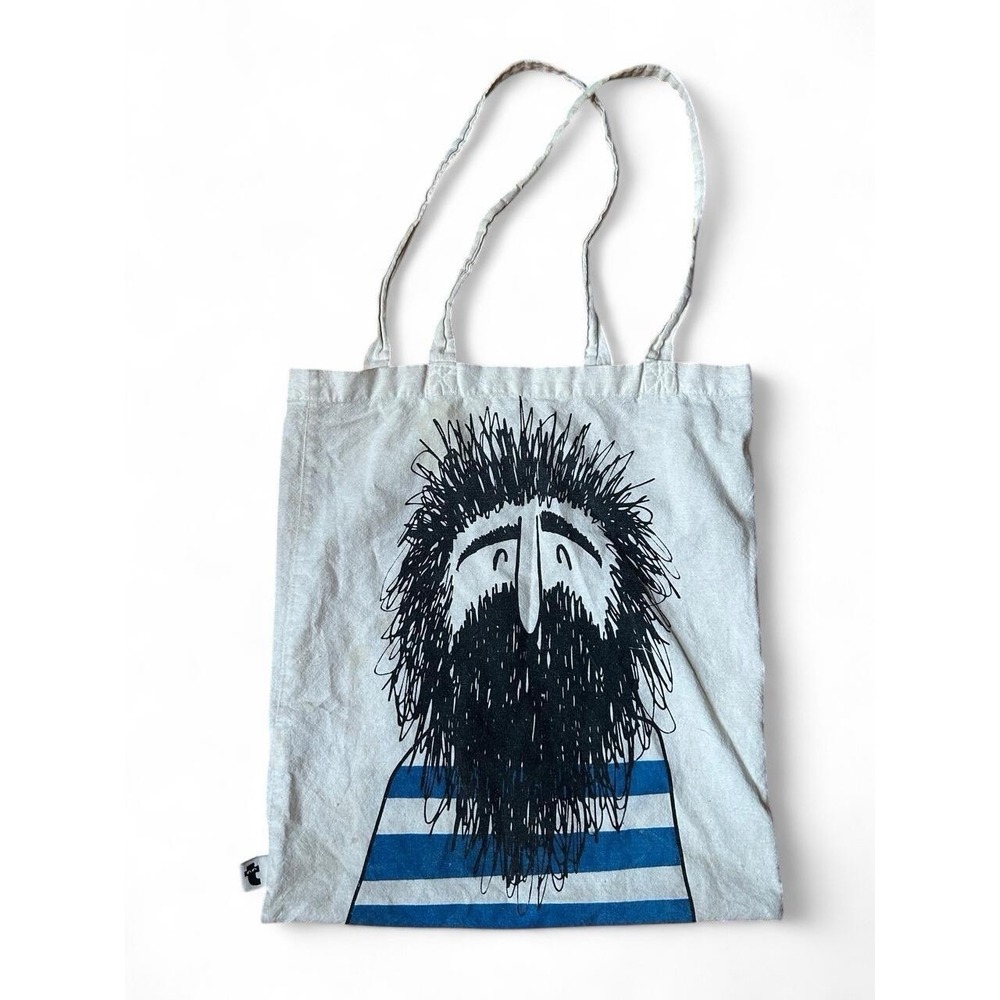 Coastal Fisherman Graphic Tote Bag Nautical Breton Stripe Artsy Shopping Bag OS